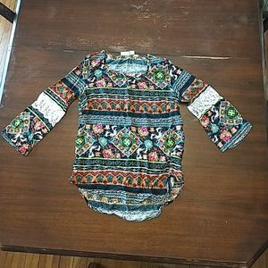 Cato Geometric Print 3/4-Sleeve Top